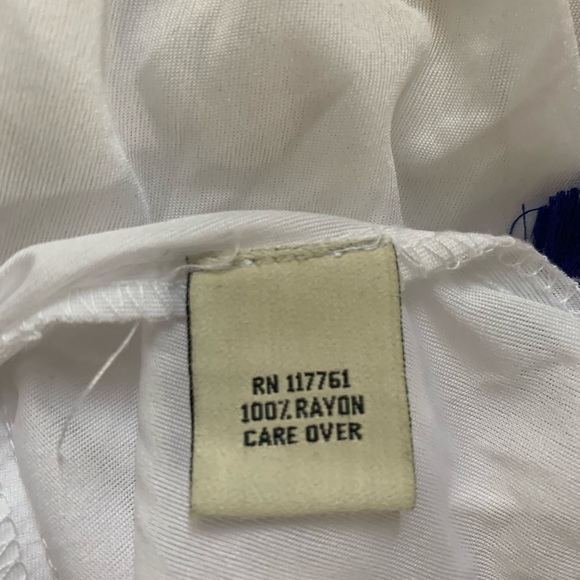 White swim cover up, dress, multicolor fringe, fits Large to 2X - Picture 10 of 10